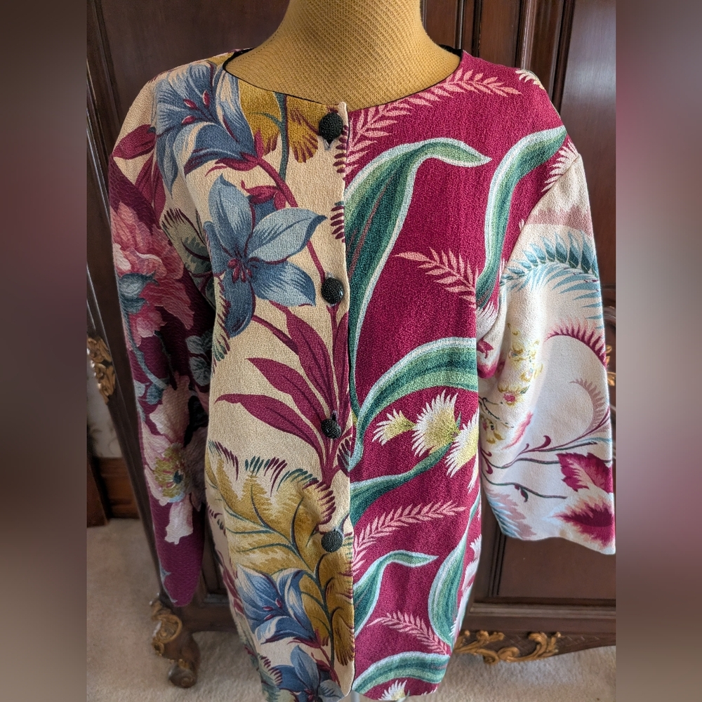 Retta Jane Vintage Fabric Barkcloth Fabric Jacket Coat